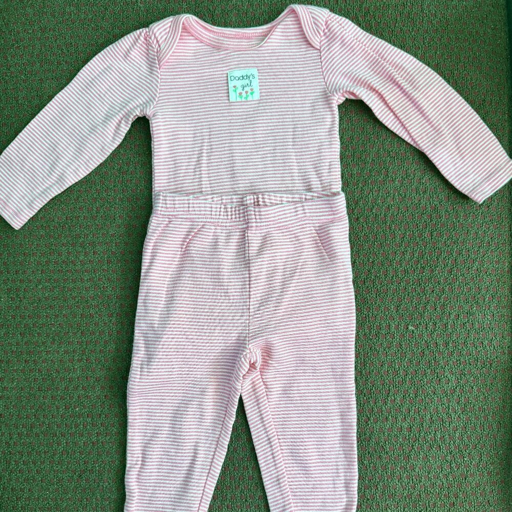 Simple Joys Carter's Baby Girl 6-9M Pink Stripe Daddy's Girl 2pc Set